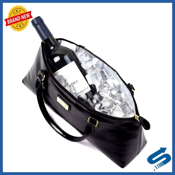 Insulated Wine Purse Clutch with Thermal Interior and Zipper Storage
